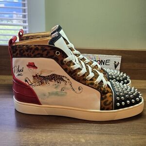 Christian Louboutin Calfskin Lou Spikes Loubi Flat Sneakers 43